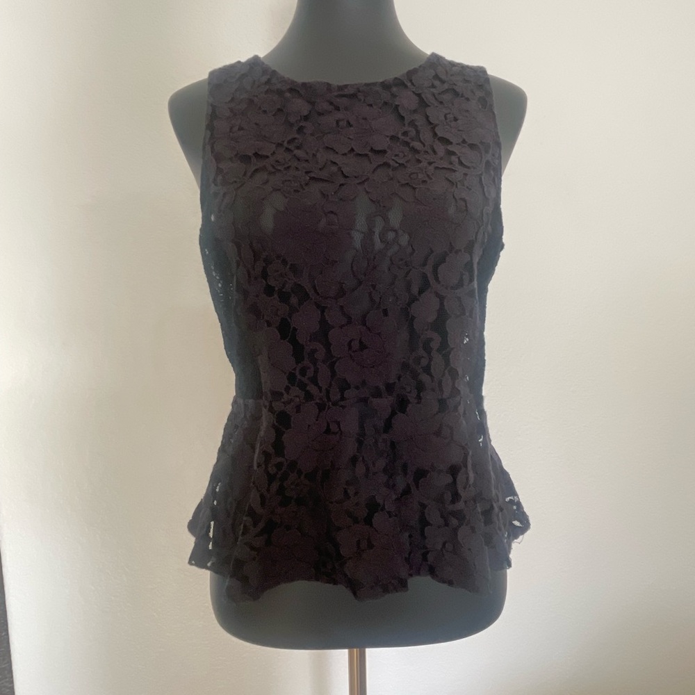 Elegant Lace Peplum Blouse - Black